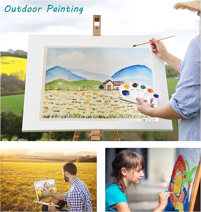 Silunkia 120 Sheets 100% Cotton Watercolor Paper 9 x 12 Inch, 140lb/300gsm Heavyweight Art Paper Cold Pressed Water Color Paper Thick Off White Paper for Kids Students Adults Artists Drawing