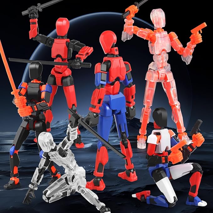 6Pack Titan T13 Action Figures Set - Lucky Spider T13 Action Figure 3D Printed Robot Figures Titan 13 Action Figures for Modeling Collector Birthday Gift for Kid 3-8 Year（Requires Assembly）