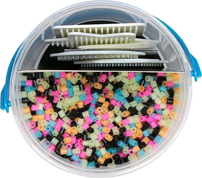 Perler Beads Glow in The Dark Multicolor Fuse Bead Bucket Kit, 5000pcs, (package may vary)