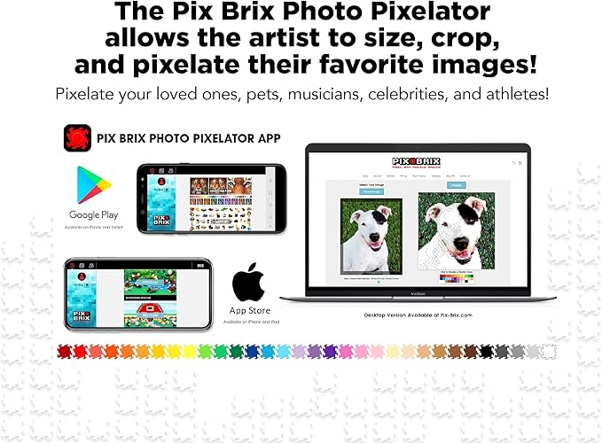 Pix Brix Pixel Art Puzzle Bricks – 3,000 Piece Pixel Art Container, 12 Color Medium Palette – Interlocking Building Bricks, Create 2D and 3D Builds Without Water or Glue – Stem Toys, Ages 6 Plus