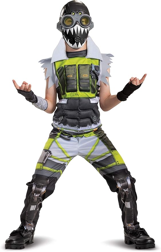Apex Legends Octane Costume, Video Game Inspired Muscle Padded Jumpsuit and Mask