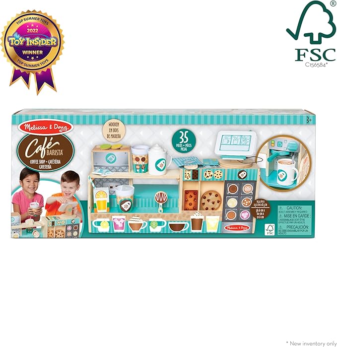 Melissa & Doug Wooden Café Barista Coffee Shop (35 Pieces) - FSC Certified