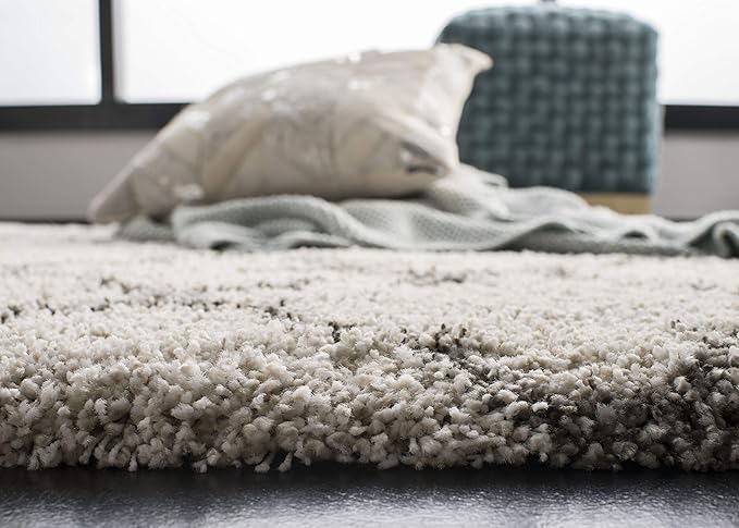 SAFAVIEH Hudson Shag Collection Runner Rug - 2'3" x 14', Ivory & Grey, Moroccan Trellis Design, Non-Shedding & Easy Care, 2-inch Thick Ideal for High Traffic Areas in Living Room, Bedroom (SGH282A)