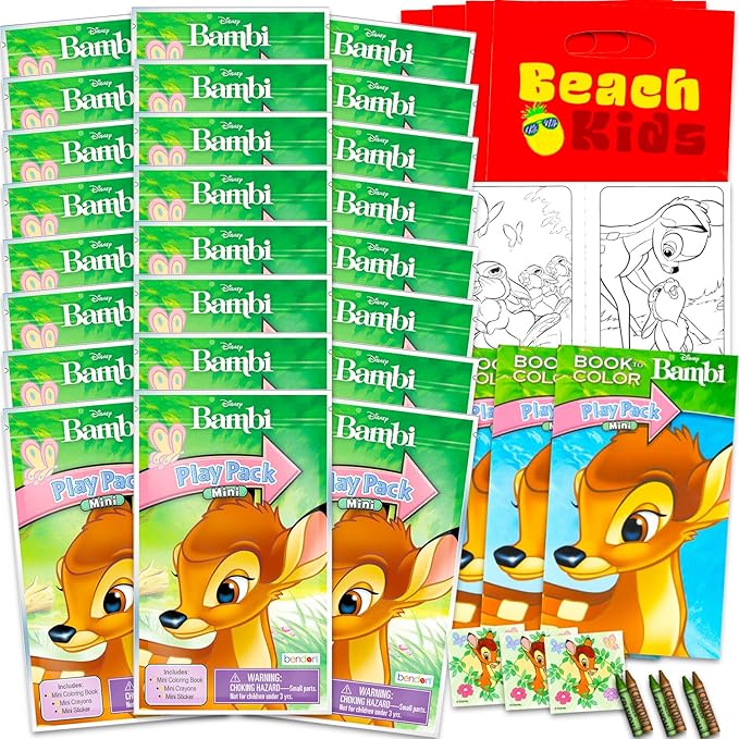 Disney Bambi Mini Party Favors Set for Kids - Bundle with 24 Bambi Play Packs with Coloring Pages, Stickers, More (Bambi Birthday Party Supplies)