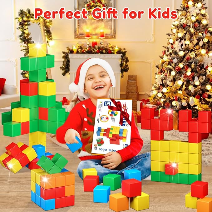 Magnetic Blocks for Toddlers Toys,1.42 Inch Building Blocks Toys for 3 4 5 6 7 8+Years Old Boys Girls, Magnetic Cubes for Kids STEM Montessori Toys Educational Sensory Magnet Toys for Kids Age 1-3 3-5