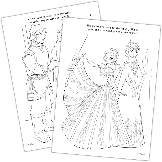 Disney Frozen Elsa and Anna 25-Page Shaped Coloring and Activity Book with 3 Shaped Character Crayons Kristoff, Olaf and Sven 49119 Bendon