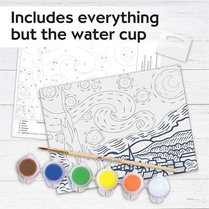 Faber-Castell Paint by Number Museum Series - Vincent Van Gogh, The Starry Night - Paint by Numbers for Adult Beginners & Young Artists (Packaging May Vary)