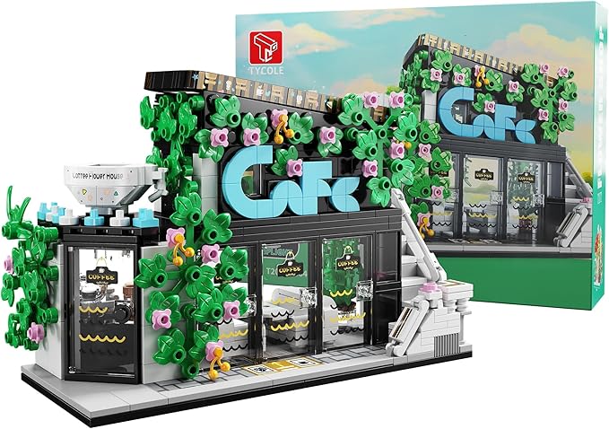 TYCOLE Flower House Building Block Set,Coffee House Building Toy with LED Lights, Creative Garden House Model Kits,Christmas Birthday Gift for Adults,Friend or Girls 8-12(564 PCS)