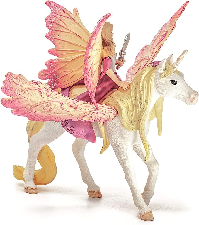 Schleich bayala Fairy Feya and Pegasus Unicorn Figurine Playset - Realistic Enchanting Fantasy Magical Fairy and Unicorn Figurine Imagination Playtime Toy Set for Boys and Girls, Gift for Kids Age 5+