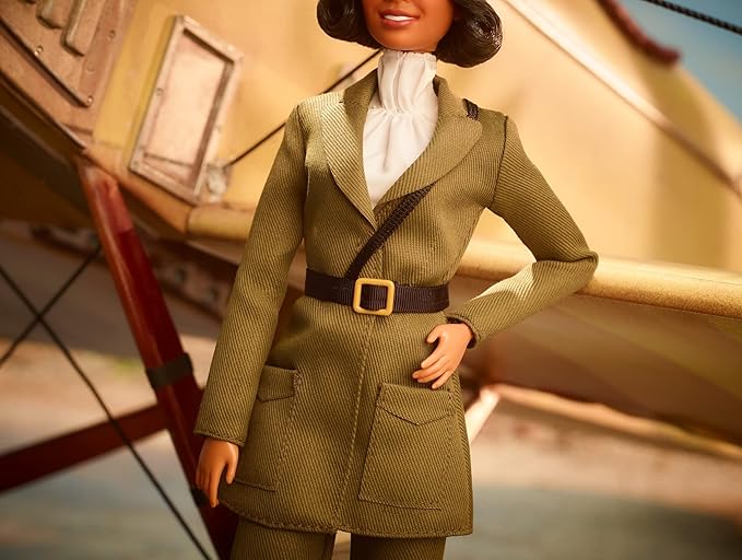 Barbie Inspiring Women Doll, Bessie Coleman Collectible Dressed in Aviator Suit with Helmet and Goggles