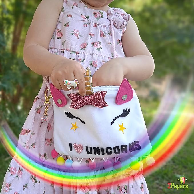 Make Your Own Unicorn Purse Kit, Arts and Crafts for Kids, DIY Unicorns Gifts for Girls Ages 3 4 5 6 7 8 Years and Up (No Sewing Needed), Magical Unicorn Toy Bag, Creative Girl's Project.