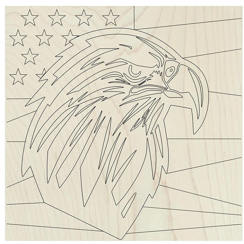 Patriotic Wooden Barn Quilt Kit, DIY Craft Painting Kit for Adults, America Barn Quilts Sign Block (4 inches (set of 4), Eagle Flag)