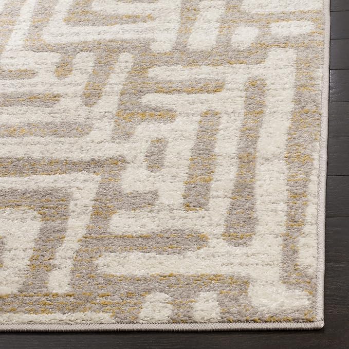 SAFAVIEH Amsterdam Collection Area Rug - 9' x 12', Ivory & Mauve, Modern Abstract Design, Non-Shedding & Easy Care, Ideal for High Traffic Areas in Living Room, Bedroom (AMS106A)