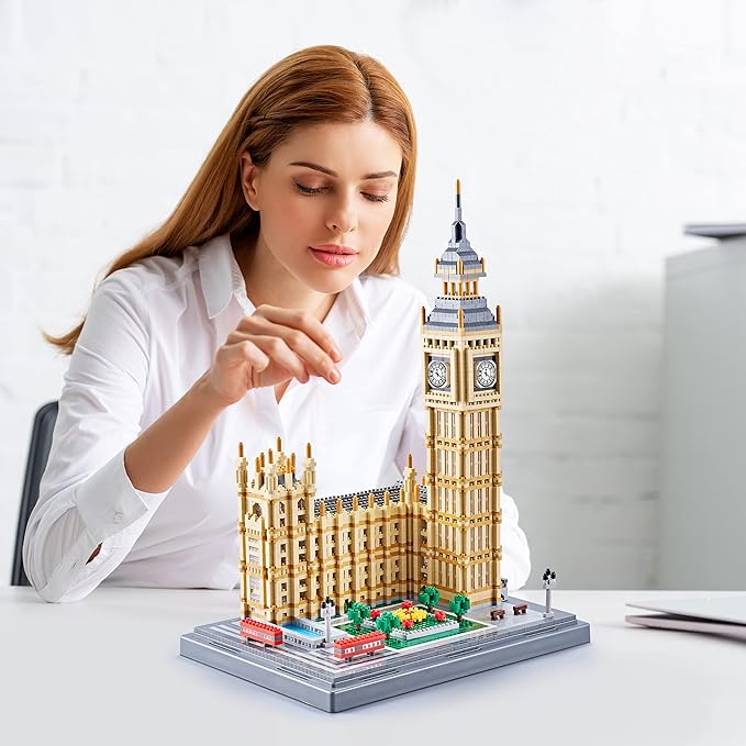 Real Big Ben Micro Building Blocks Set for Adults 6473 PCS - World Famous Architectural Model Toys Presents for Kid Age of 14+