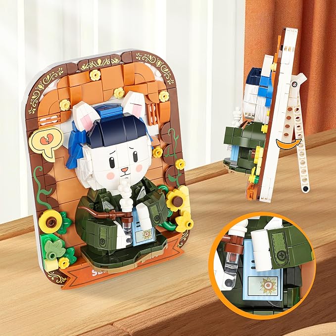 Cute 3D Painting Anime Toy Building Sets,Model Building Kits for Kids Adults,Rabbit self-Portrait Building Blocks Sets,Famous Art Sets Gifts for Kids(409 Pieces Bricks)