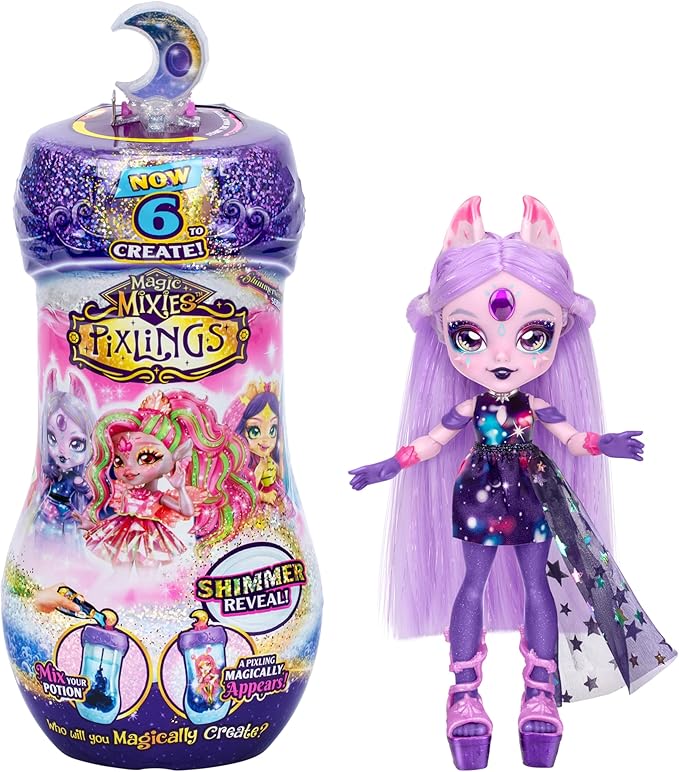 Magic Mixies Pixlings Shimmerverse Series, Create & Mix A Magic Potion to Reveal Howlexa The Wolf Pixling, Watch As This Beautiful 6.5" Fashion Doll Appears Inside The Potion Bottle