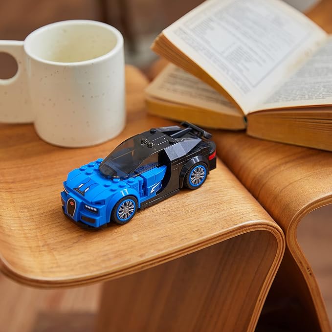 Bugatti Racing Car Building Block Set (237 Pieces). Racing Car Building Blocks for Kids and Adults (Blue)