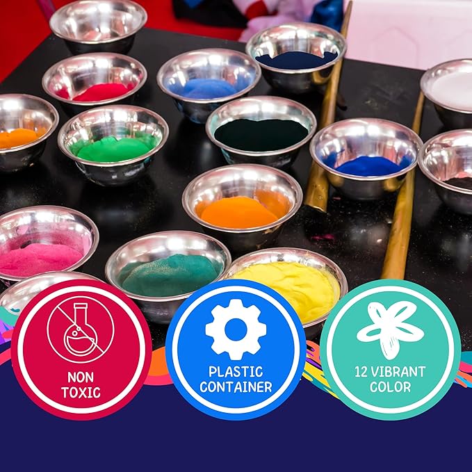 4E's Novelty 16.5 Pound Colored Sand for Sand Art - 12 Colors 22 oz Each, with Storage Container Non-Toxic Craft Sand with Bottles for Kids Sandbox Play, Decorative Colored for Wedding