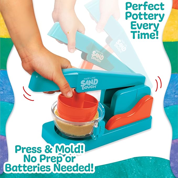 Made By Me! Sand Dough Sculpt & Paint Creations! Pottery Press, Sand Dough Bowl Kit, Paint & Create Your Own Pottery, Mess-Free Pottery Kit for Kids, Great Arts & Craft Activity for Ages 6, 7, 8, 9