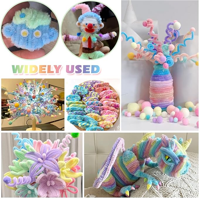 TOAOB 100pcs Gradient Pipe Cleaners Colored Chenille Stems for Crafts 12 Inch Fuzzy Sticks Craft Supplies for DIY Art Craft Projects Home Decorations