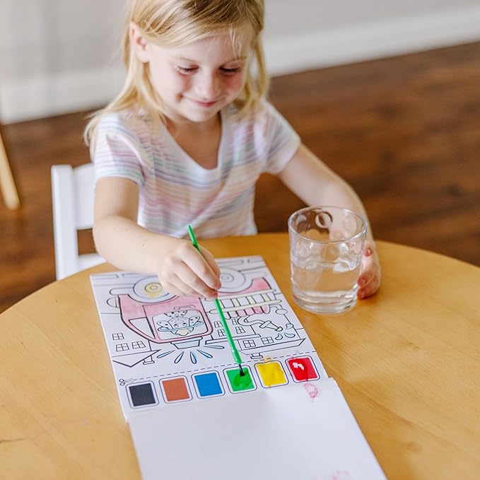 Melissa & Doug Paint With Water - Vehicles, 20 Perforated Pages With Spillproof Palettes