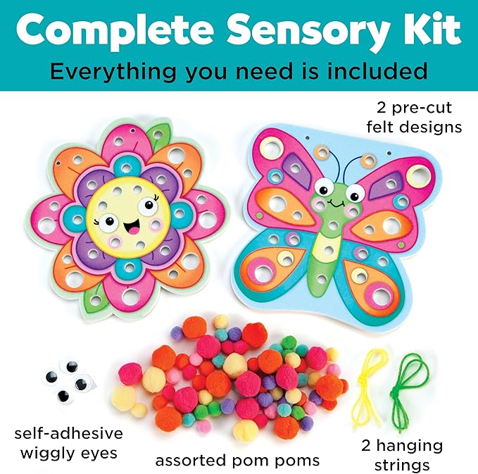 Creativity for Kids Pom Pom Pictures: Garden - Butterfly and Flower - Toddler Crafts, Sensory Toys Age 3-4+, Small