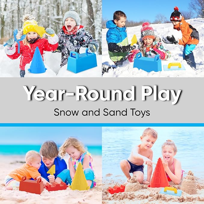 Superio Snow Brick Maker Igloo Fort Block Form Outdoor Winter Snow Toys Sand Castle Building Kit for Adults and Kids Sandbox, Beach, Sand Toys (Red/Blue)