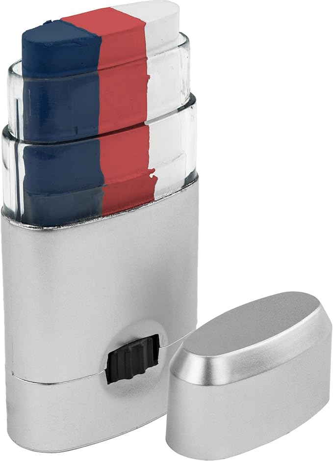 Patriotic Trio Face Paint Set - Red, White, and Blue - Easy Apply & Remove, Smudge-Proof, Skin-Safe, Ideal for Sports & National Holidays, Theatrical Makeup