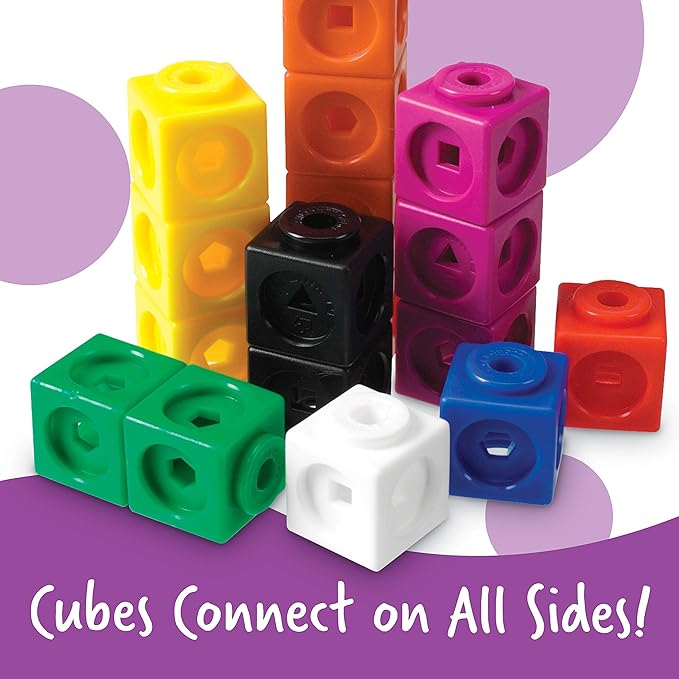 Learning Resources MathLink Cubes Elementary Math Activity Set - 115 Pieces, Ages 7+ Math Manipulative Cubes, Math Games for Kids, Math Counters