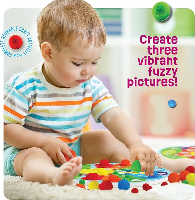 Pom Pom Arts & Crafts Kit for Toddlers - Toddler Art Activity Easter Craft for Little Boys & Girls Ages 3, 4, 5, 6 Years Old Kids Sensory Activities - Builds Fine Motor Skills & Hand-Eye Coordination