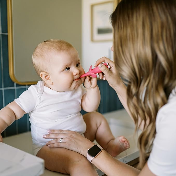 Dr. Brown's Infant-to-Toddler Training Toothbrush, Soft for Baby's First Teeth, Pink Elephant, 0-3 Years (Colors/Styles May Vary)