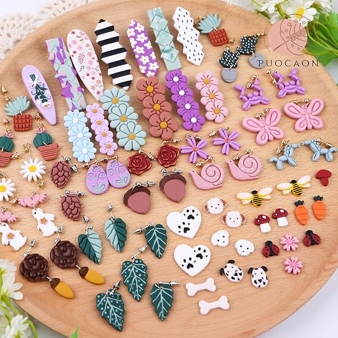 Puocaon Barrette Hair Clip Shape Cutters - 6 Pcs Daisy Flower Cutters for Polymer Jewelry Making and Barrettes