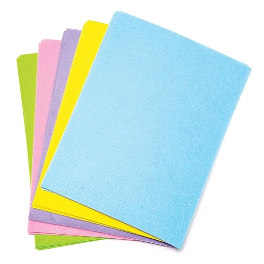Baker Ross AW111 Pastel Felt Sheets - Pack of 15, Ideal for Cutting, Sticking and Creating in Kids Arts and Crafts Activities