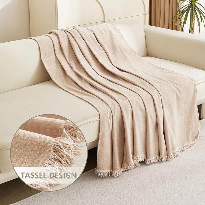 MYSKY HOME Dog Sofa Covers Khaki Couch Cover for 2 Cushion Couch Sofa Tassel Edge L-Shaped Sofa Slipcovers, Loveseat Couch Cushion Cover, Sofa Throw Covers, Furniture Covers for Pets, 91"x 118"