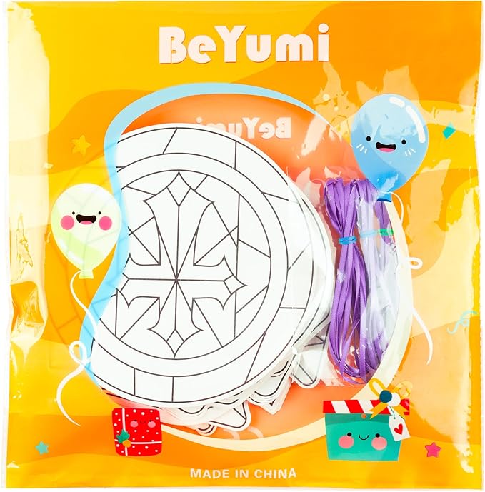 BeYumi Coloring Cross Craft Kit - 83Pcs Easter Color Your Own Cross Kit for Kids Sunday School Christian Religious DIY Craft Coloring Geometric Ornament Card Classroom Church Party Art Activities