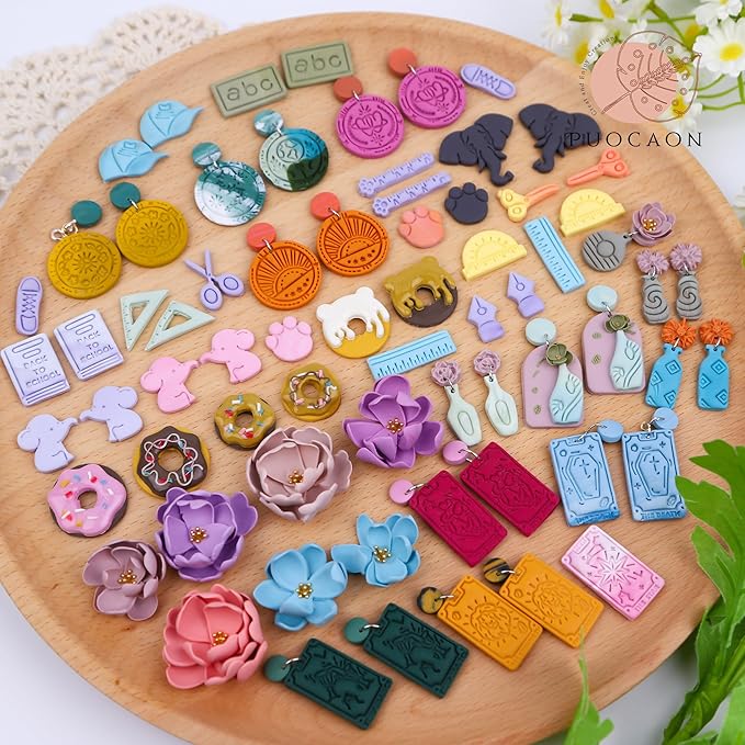Puocaon Elephant Polymer Clay Cutters 5 Pcs, Mirrored Shape Baby Elephant Clay Cutters for Earrings, Paw Clay Earring Cutters