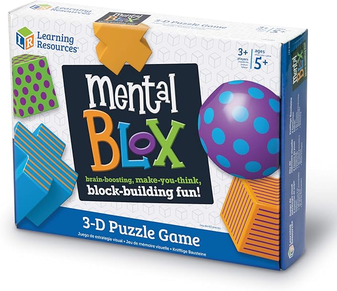Learning Resources Mental Blox Critical Thinking Game, Homeschool, 20 Blocks, 40 Activity Cards, Ages 5+,Multicolor