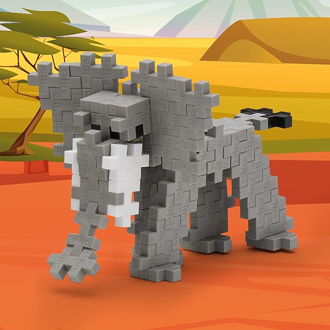 Plus Plus 3D Animal Figure Building Block Set, 70 Mini Interlocking Puzzle Pieces, Fun Stem Toys for Kids - Elephant Maker Tube