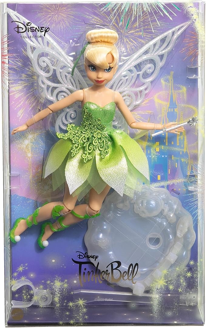 Mattel Disney Toys, Tinker Bell Collector Doll with Wings to Celebrate Disney 100 Years of Wonder, Inspired by Peter Pan