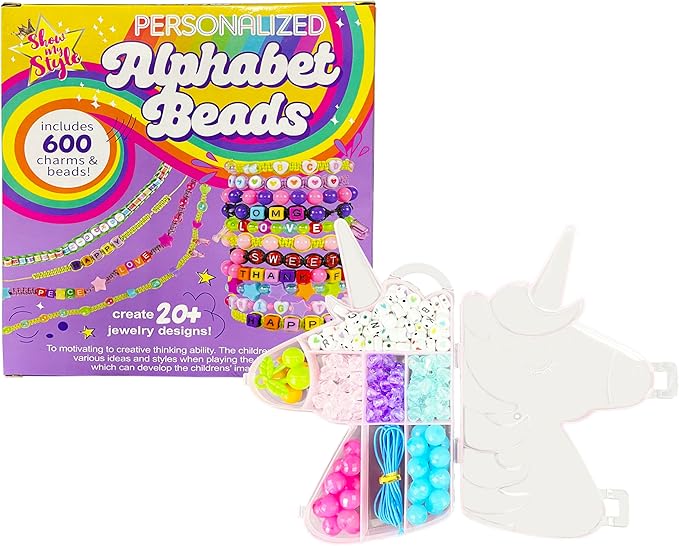 Lreyrous Colorful Letters Beaded Personalized Bracelet Toy Making kit 600PCS, Educational DIY Creative, Girls Party Birthday Gift for Children Over 6 Years Old