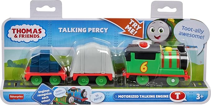 Thomas & Friends Motorized Toy Train Talking Percy Battery-Powered Engine with Sounds & Phrases for Pretend Play Preschool Kids Ages 3+ Years