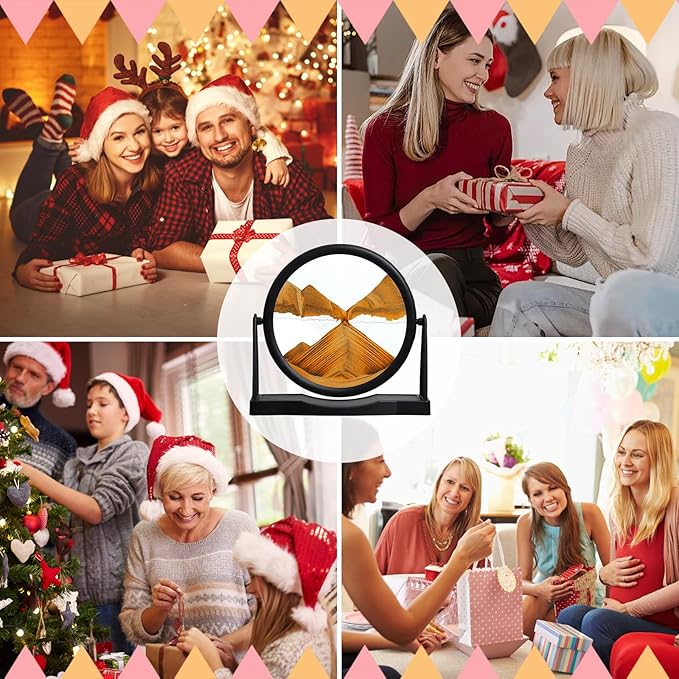 MXYATCJ | Moving Sand Art | Sand Art Liquid Motion | Sand Art Pictures | 3D Deep Sea Sandscape | Glass Sand Art Display | Sand Relaxing Gift for Adult | Home Office Decor | Desktop Toys | (10''Orange)