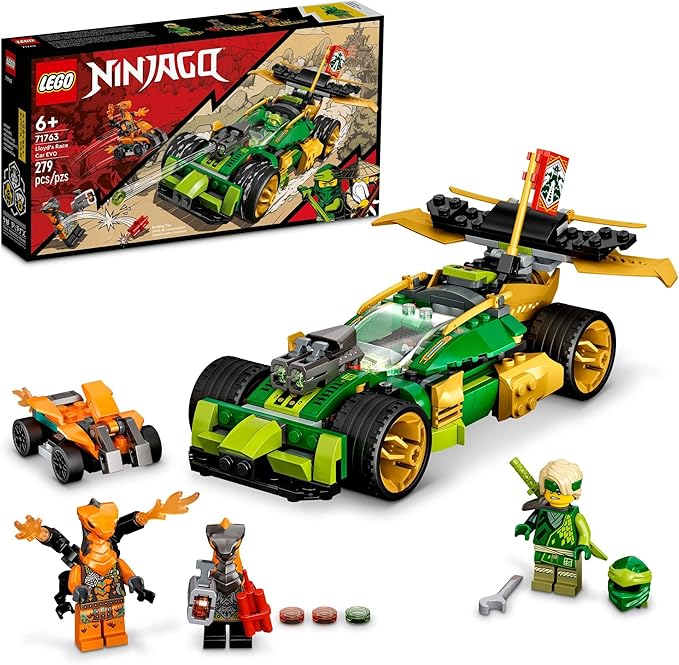 LEGO NINJAGO Lloyd’s Race Car EVO, 71763 Toys for Kids 6 Plus Years Old with Quad Bike, Cobra & Python Snake Figures, Collectible Mission Banner Set