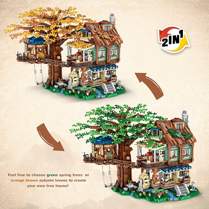 Idea Tree House Bricks Model Toys Set, Forest House Building Blocks Street View Sets, for Adults Ages 14+ Tree House Display 4761 PCS（Not Compatible with Lego Set ）