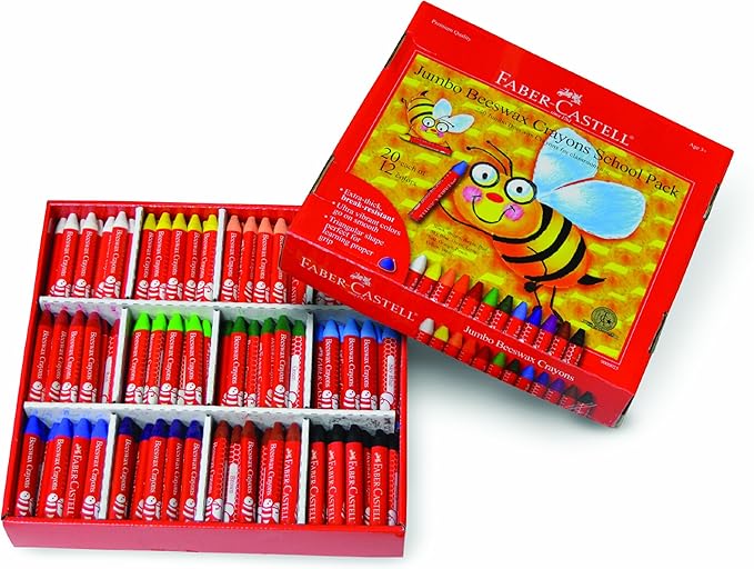 Faber-Castell Beeswax Crayons School Pack, 240 Jumbo Crayons - Art Tools for Education and Classroom,Black