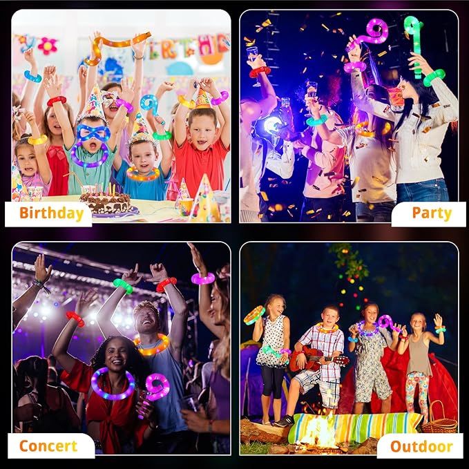 Glow Sticks Stocking Stuffers for Kids - 16Pcs Light Up Pop Tubes Kids Toys For 3+ Years Old Boys Girl Glow in the Dark Party Supplies Christmas Gifts for Kids New Years Eve Party Supplies Party Favor