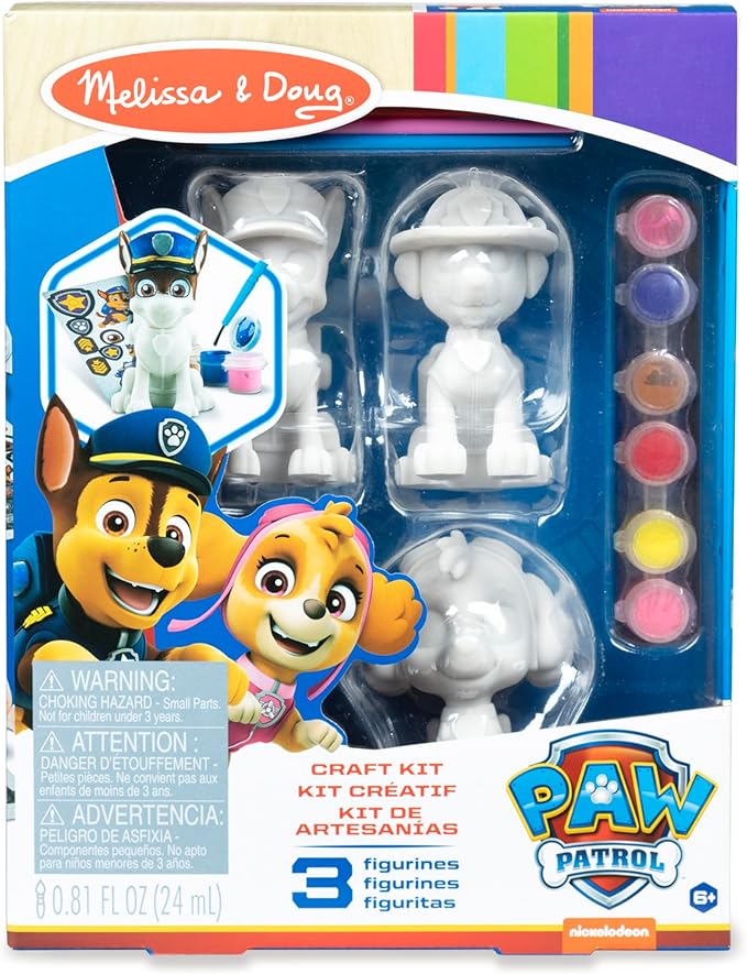 Melissa & Doug PAW Patrol Craft Kit - 3 Decorate Your Own Pup Figurines - PAW Patrol Toys For Boys And Girls, PAW Patrol Painting Set, PAW Patrol Activity For Birthday Parties, Painting For Ages 6+