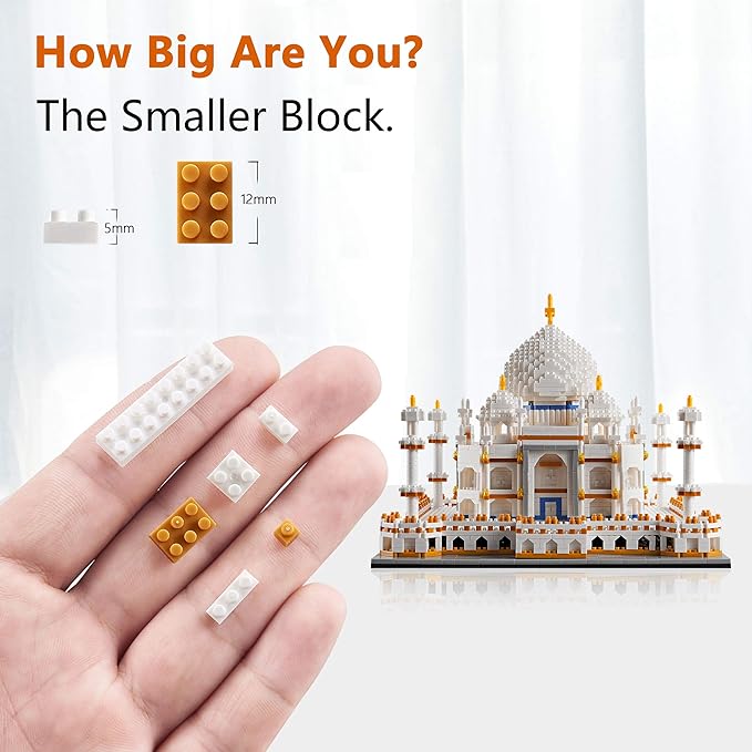 Micro Mini Blocks Architecture Taj Mahal Building Set Landmarks Collection Model Kits Idea Toys Presents for Adults and Kids Age of 14+ 3950 Pieces