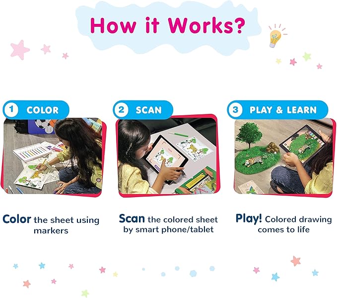 Dinosaur Adventure Augmented Reality Coloring Book w/Educational Learning Activities for Kids Ages 4-8 - Bring Dinosaurs to Life (10 Washable Markers & App Included)