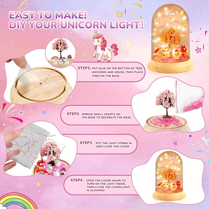 HONGID Make Your Own Unicorn Night Light - Unicorn Craft Kit for Kids,Unicorn Toys for Girls,Kids Christmas Girls Gifts for Teen Girls Age 3 4 5 6 7 8 9